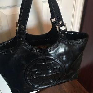 Tory Burch Black patent classic tote